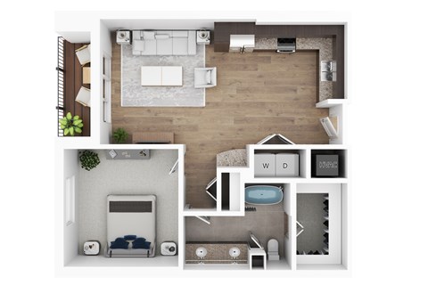Floor plan for 1 bed, 1 bath, 825 sqft